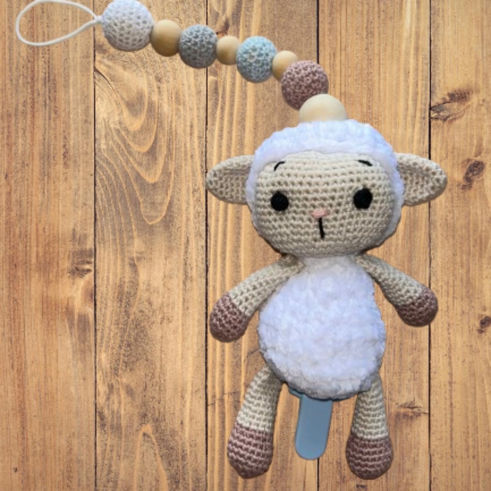 Lamb Baby Pacifier Holder/Stroller Toy